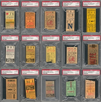 1947-49 Baseball Ticket Stub Collection Featuring HR Tickets From Robinson, Williams And Musial- Lot of 15 (PSA)